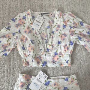 Zara - printed embroidered top 118